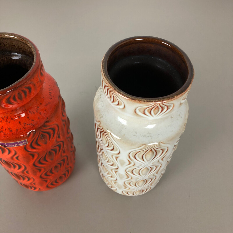 Par de vasos de cerâmica vintage "Onion" de Scheurich, Alemanha 1970