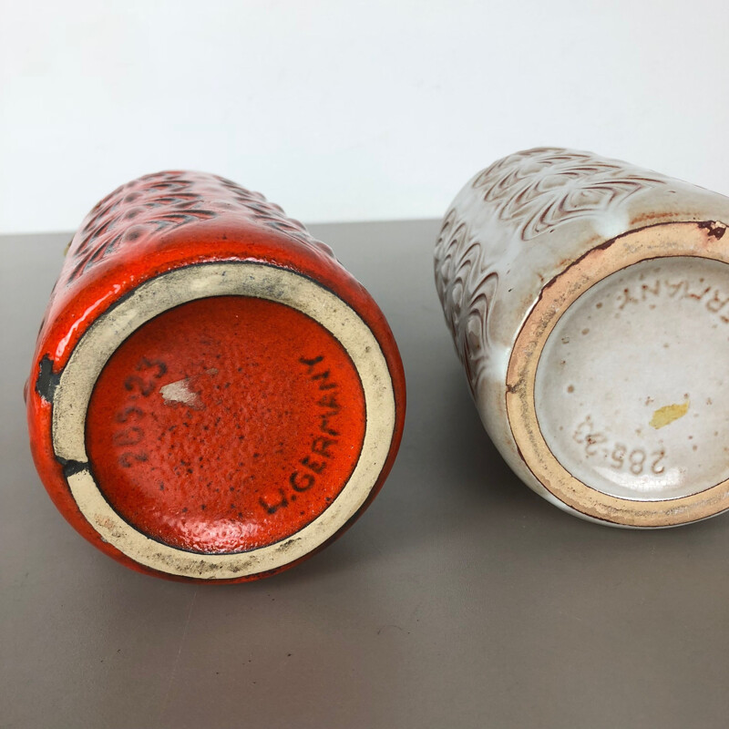 Par de vasos de cerâmica vintage "Onion" de Scheurich, Alemanha 1970