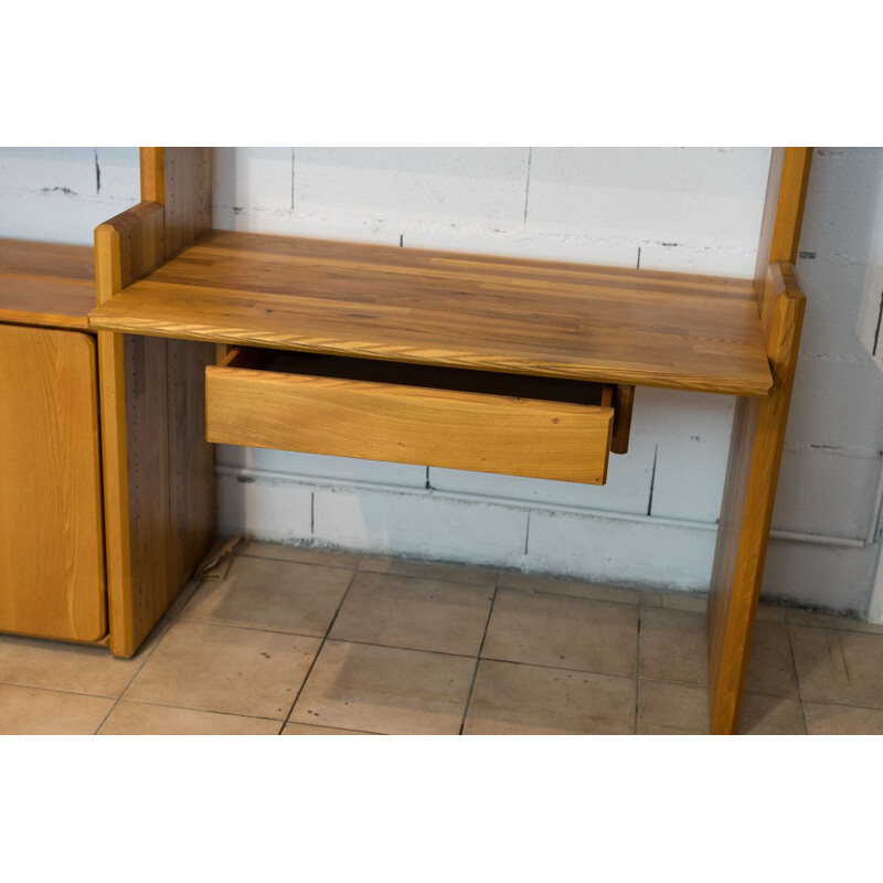 Large vintage bookcase in solid elm 