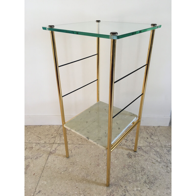 Vintage bedside table in glass and Marble 1960