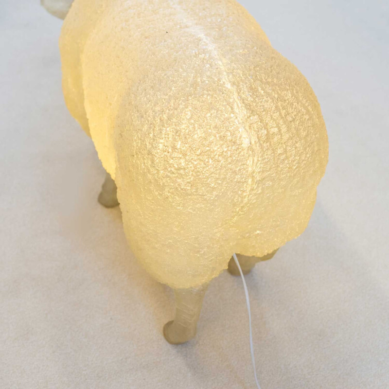 Vintage luminous resin sculpture of a life-size sheep, 1970