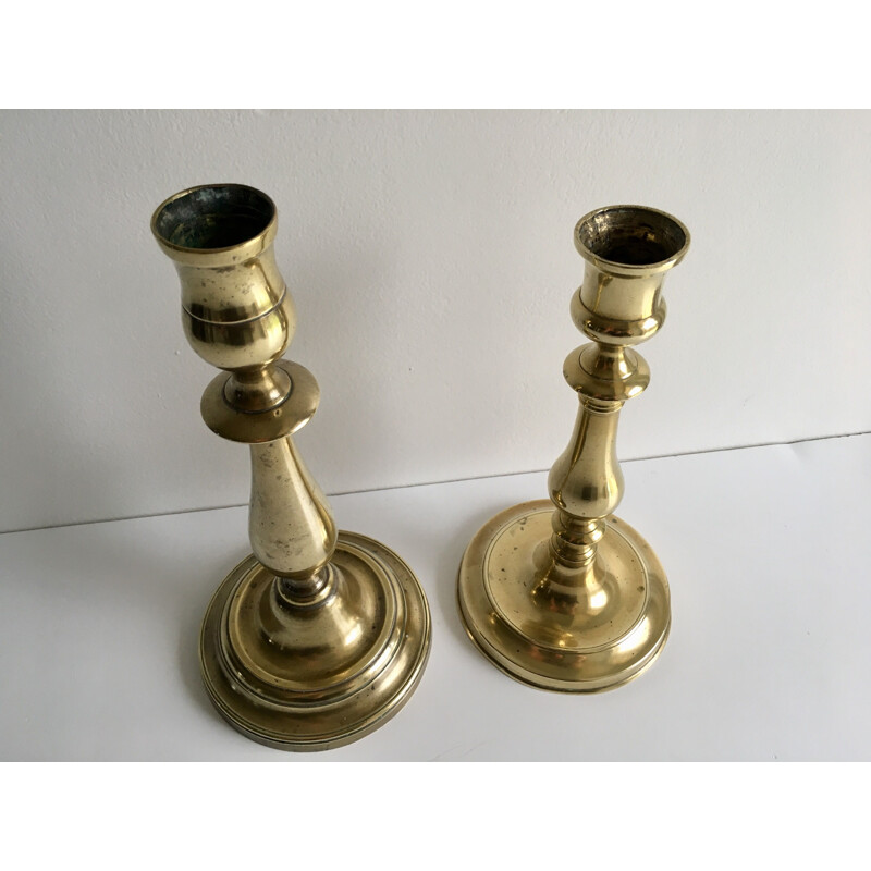 Pair of Antique Brass Candleholders