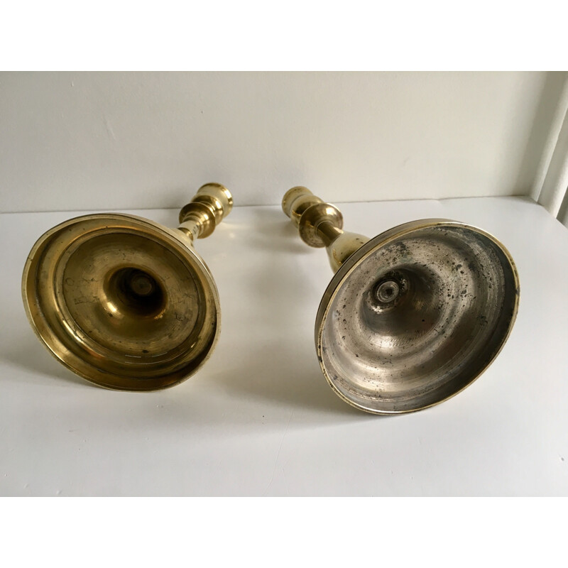 Pair of Antique Brass Candleholders