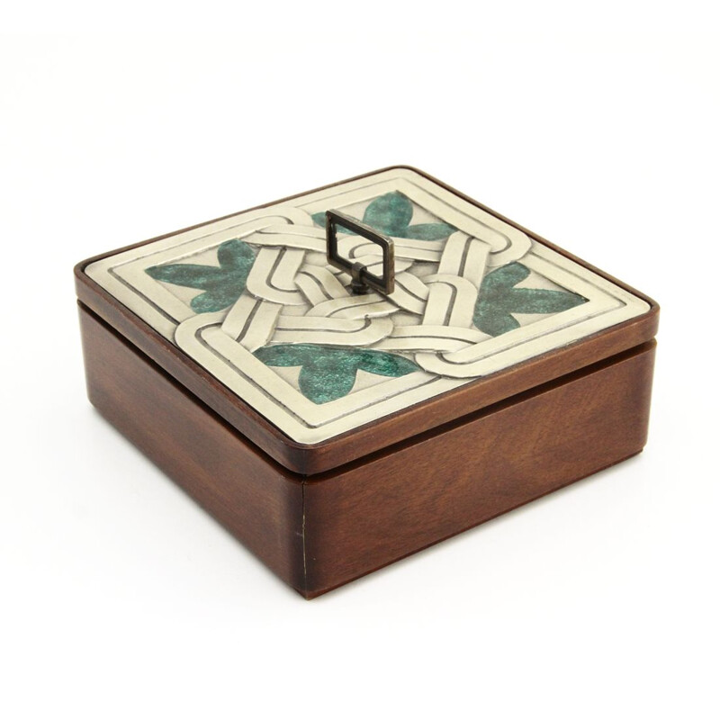 Vintage-Box aus Holz und Silber von Ottaviani, 1970