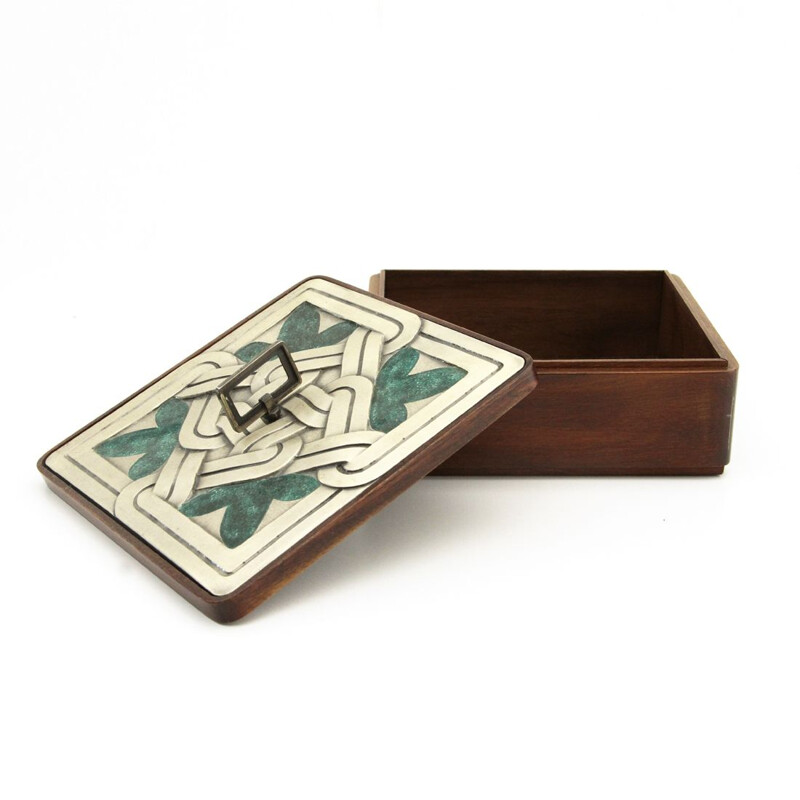 Vintage-Box aus Holz und Silber von Ottaviani, 1970