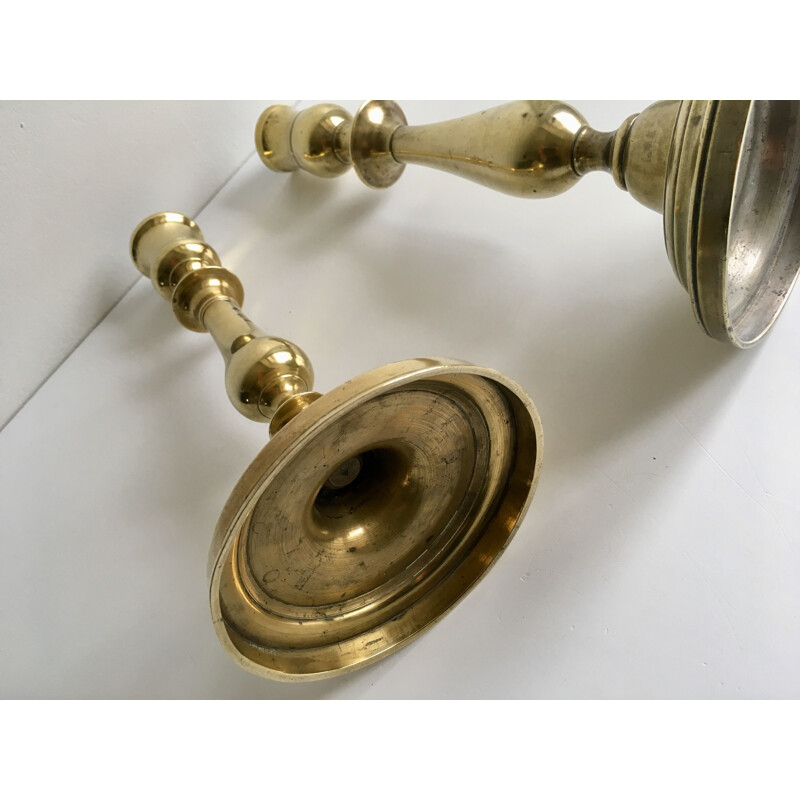 Pair of Antique Brass Candleholders