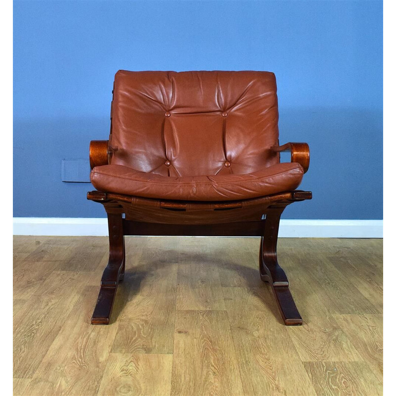 Vintage leather and beech armchair "Skyline" by Hove Mobler