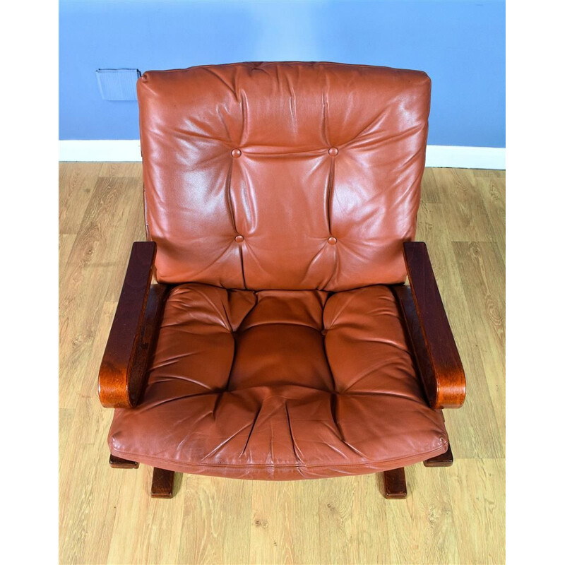 Fauteuil vintage en cuir et hêtre "Skyline" de Hove Mobler