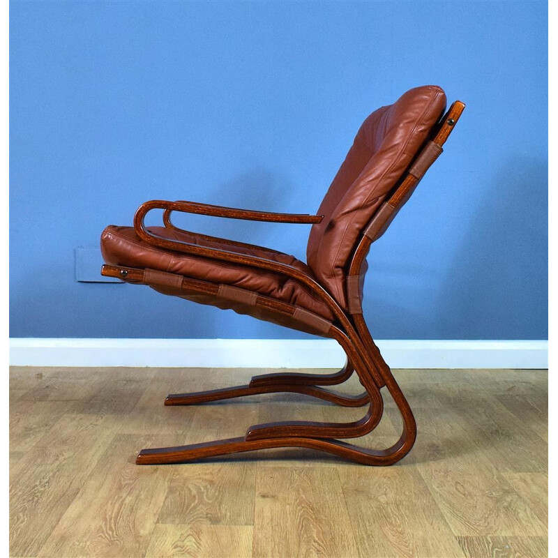 Fauteuil vintage en cuir et hêtre "Skyline" de Hove Mobler