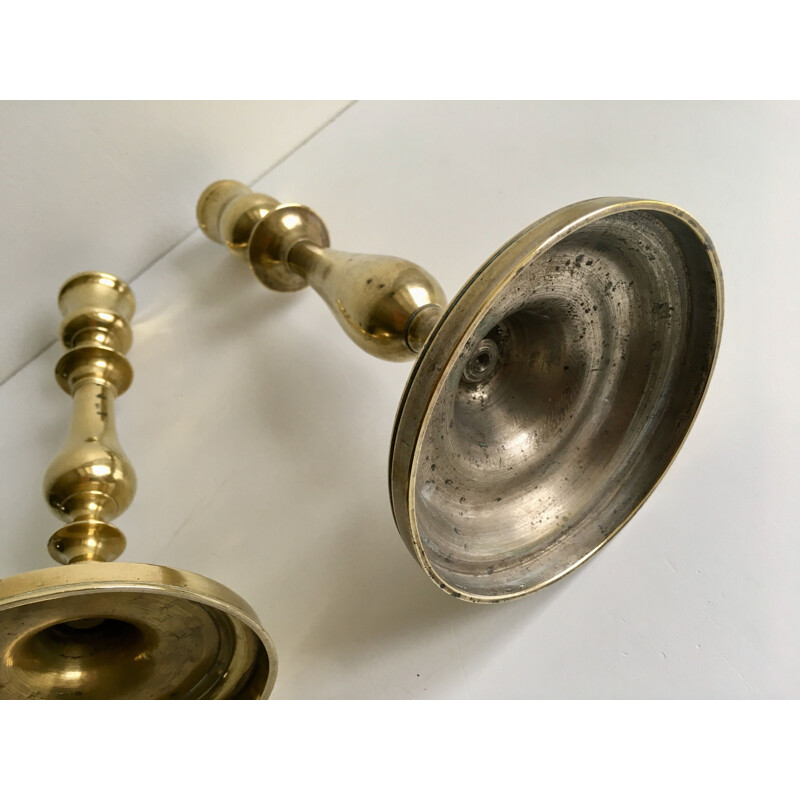 Pair of Antique Brass Candleholders