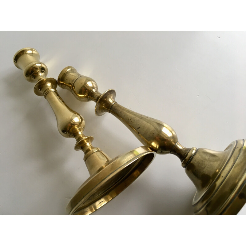 Pair of Antique Brass Candleholders