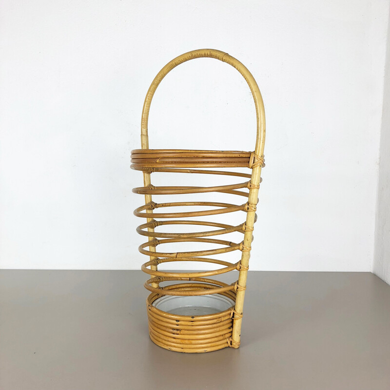 Vintage Rattan Umbrella Stand, France, 1970s