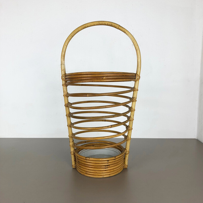 Vintage Rattan Umbrella Stand, France, 1970s