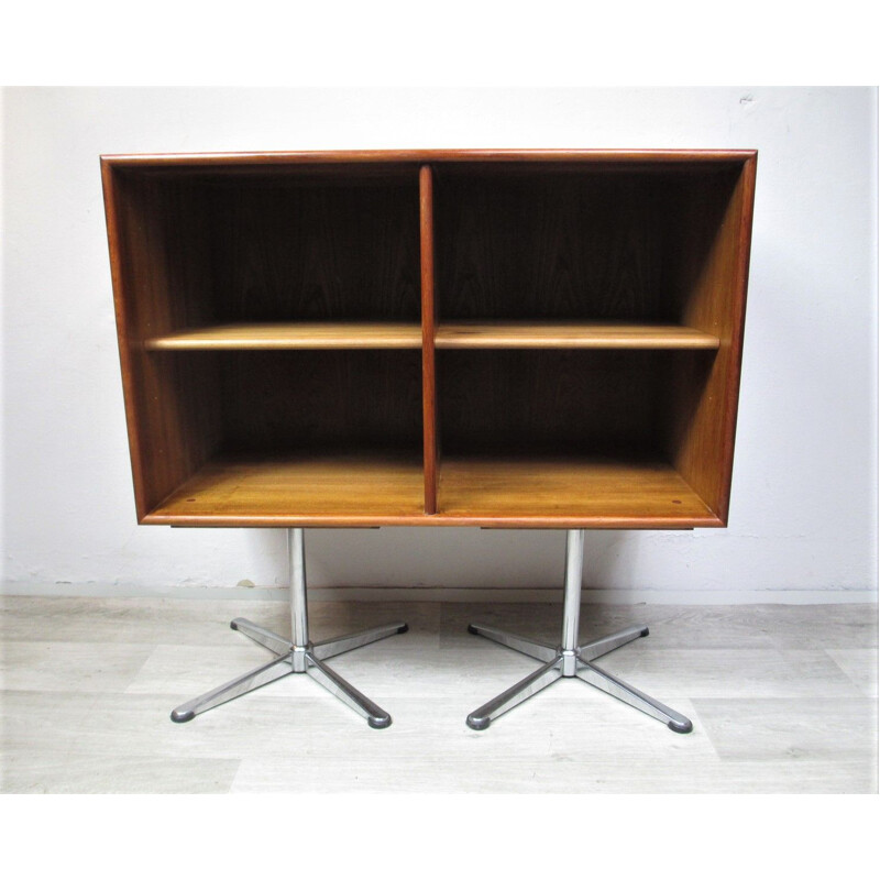 Vintage metal and teak bookcase, Sweden, 1970s