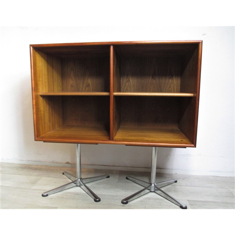 Vintage metal and teak bookcase, Sweden, 1970s