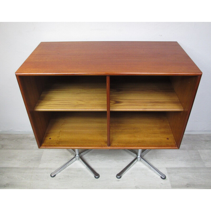 Vintage metal and teak bookcase, Sweden, 1970s