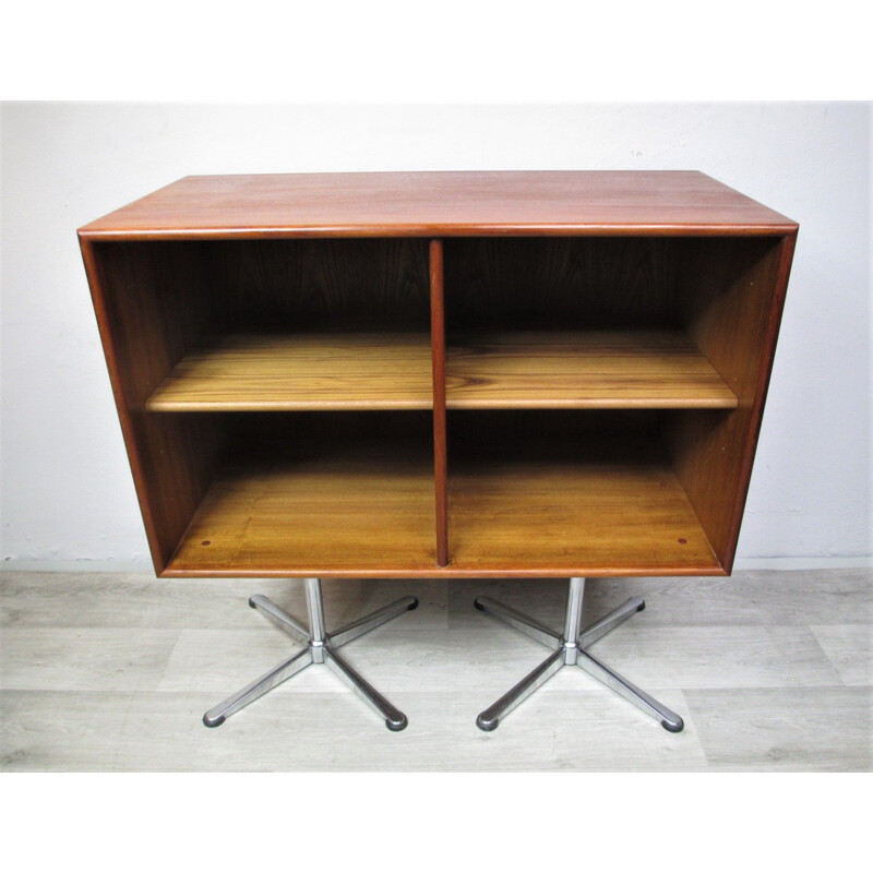 Vintage metal and teak bookcase, Sweden, 1970s