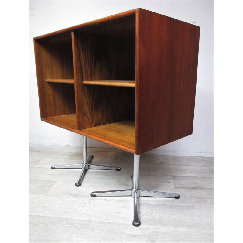 Vintage metal and teak bookcase, Sweden, 1970s