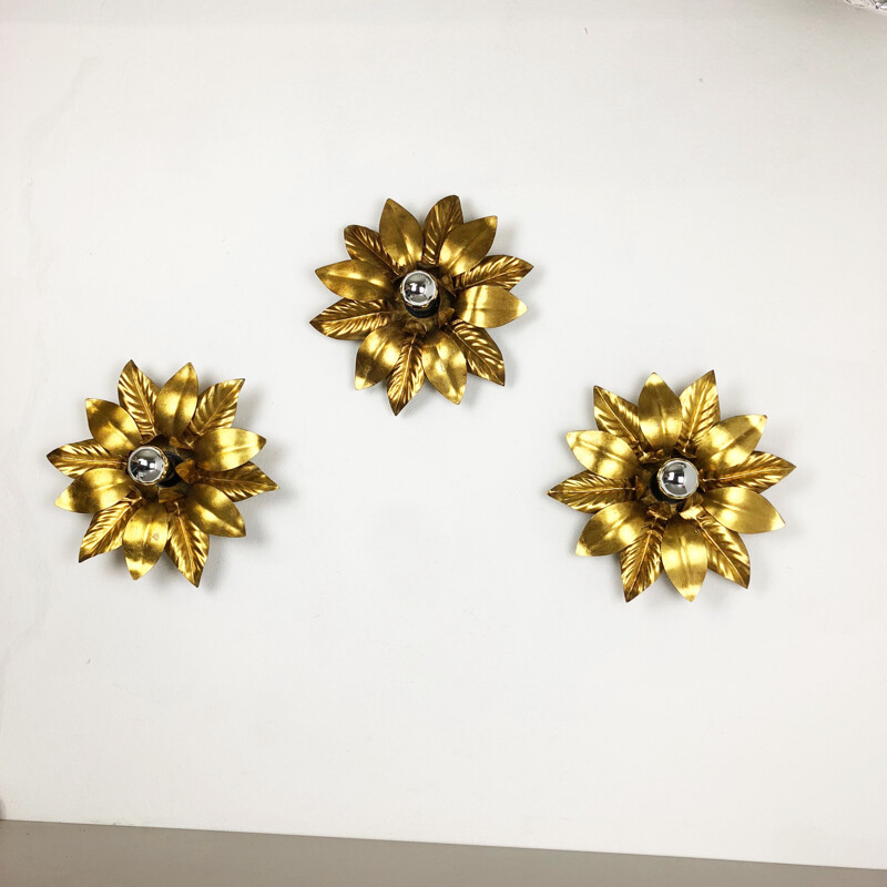 Set of 3 vintage Wall lights, Italy, 1960s