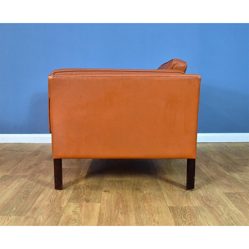 Vintage Tan Leather armchair by Stouby, 1970s