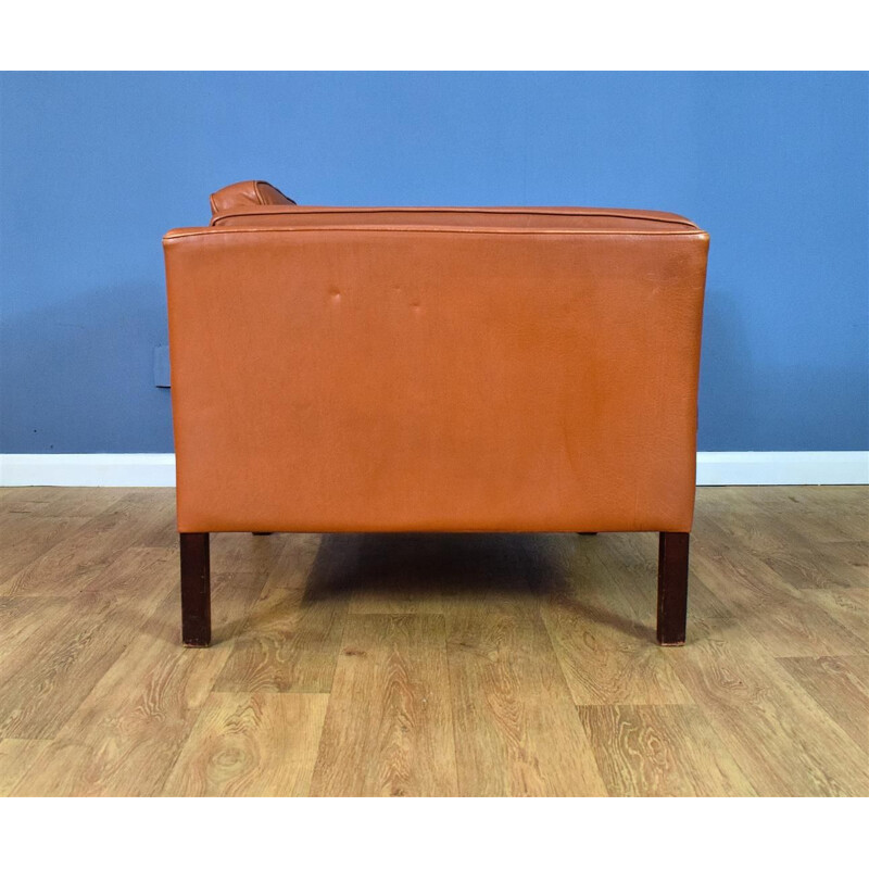 Vintage Tan Leather armchair by Stouby, 1970s