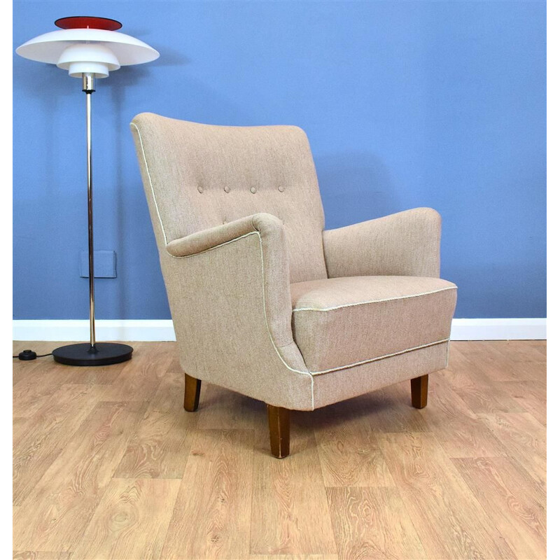 Vintage Grey Wool armchair, 1950s