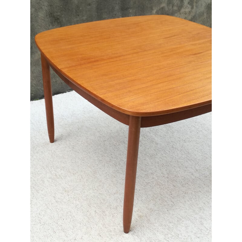 Scandinavian square extensible vintage table, 1960s