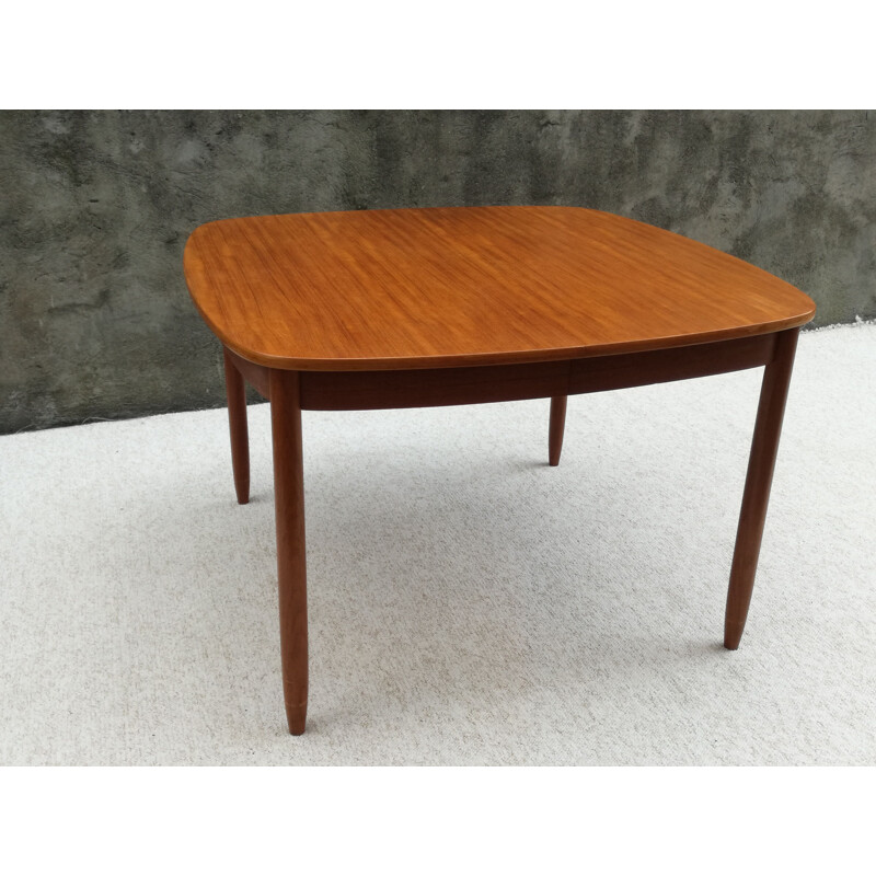 Scandinavian square extensible vintage table, 1960s