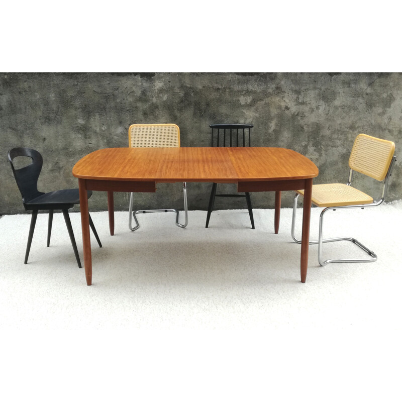 Scandinavian square extensible vintage table, 1960s