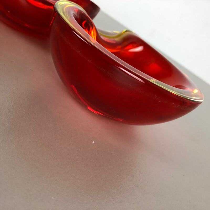 Pair of vintage Murano Sommerso glass bowls by Cenedese Vetri, 1960-1970