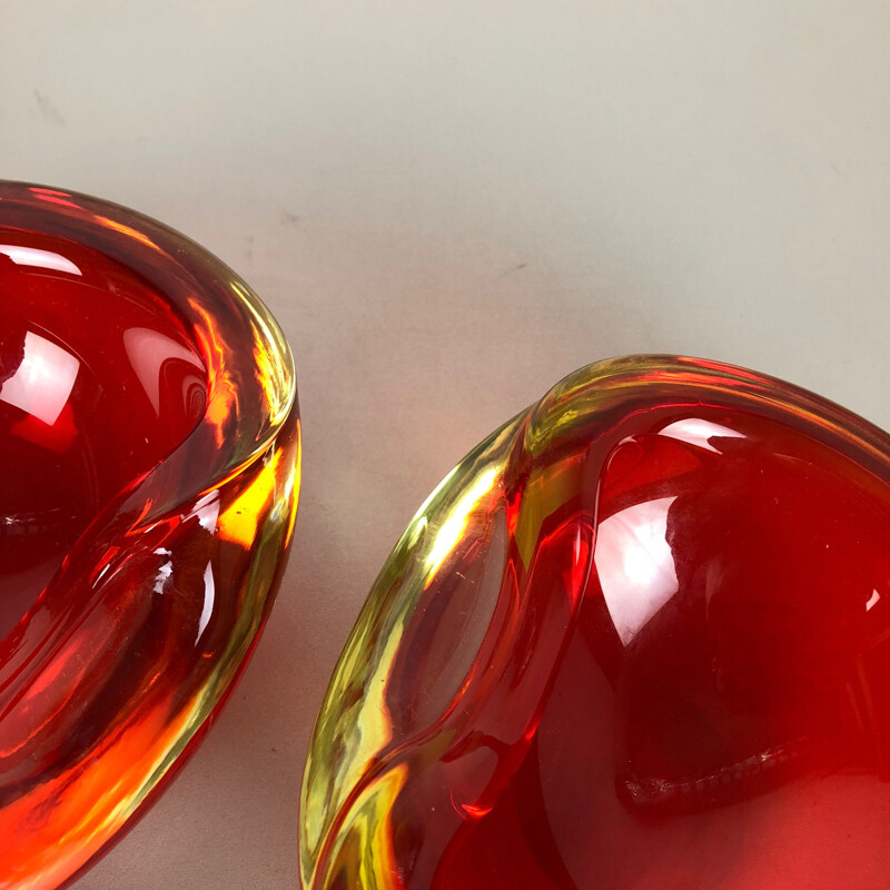 Paire de bols vintage en verre de Murano Sommerso par Cenedese Vetri, 1960-1970