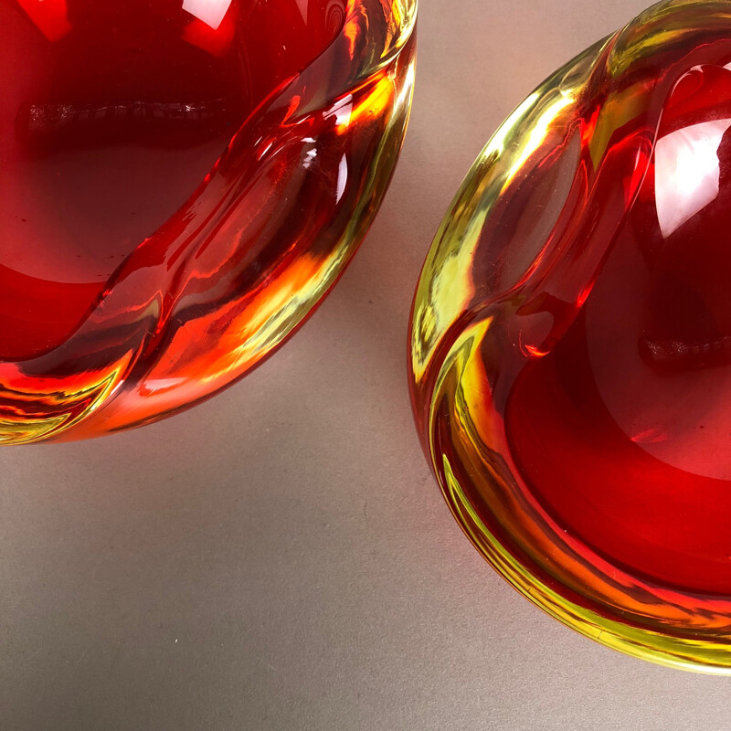 Paire de bols vintage en verre de Murano Sommerso par Cenedese Vetri, 1960-1970