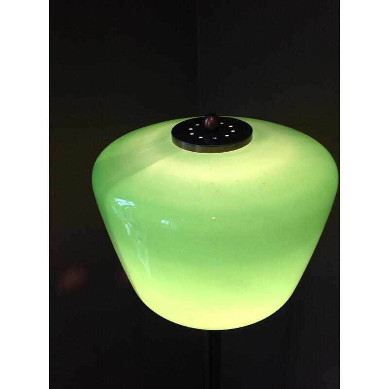 Green Italian floor lamp in Murano's glass, marble and brass, Gino SARFATTI - 1960s