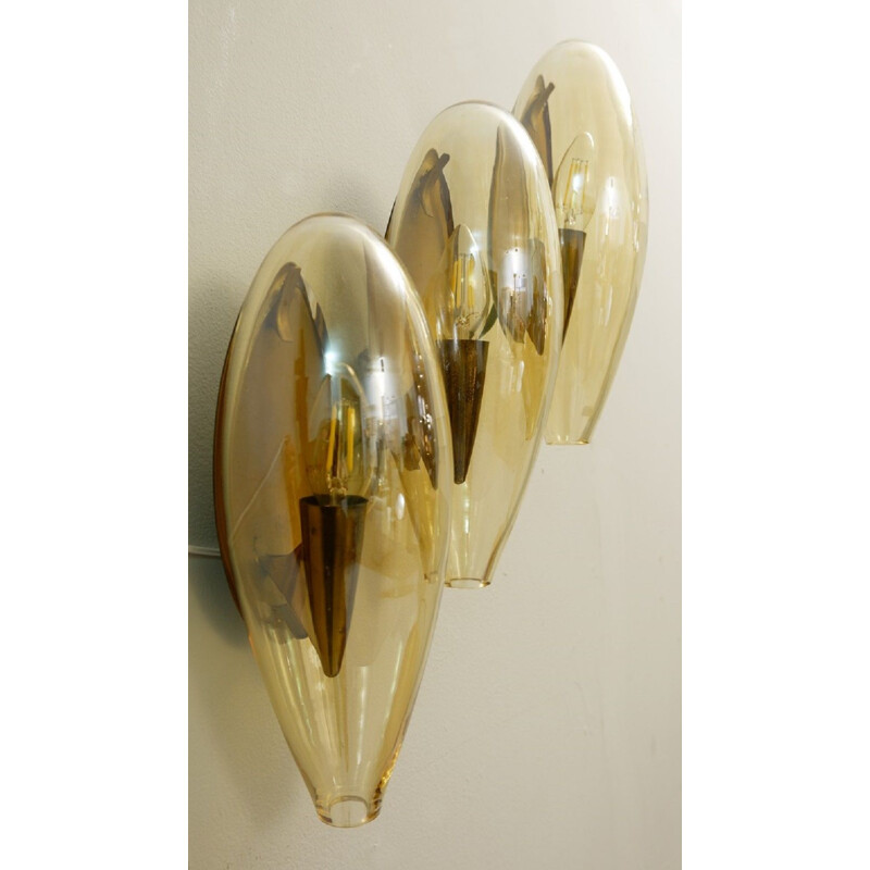 Vintage wall light in smoked glass from Murano, Italy