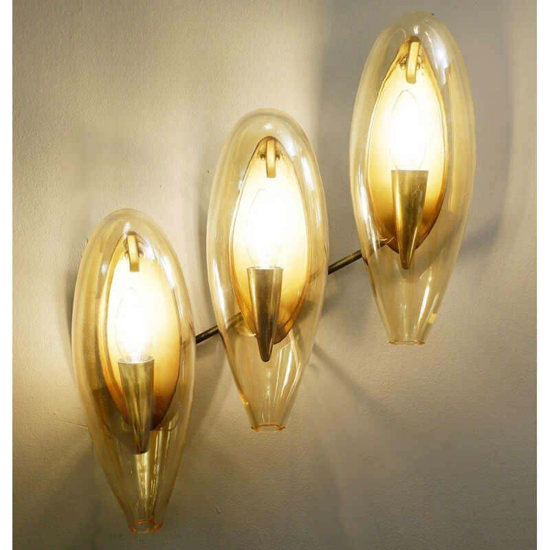 Vintage wall light in smoked glass from Murano, Italy