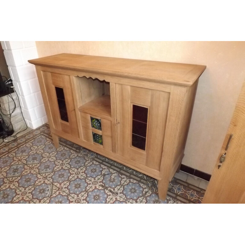 Vintage oak art deco sideboard by Charles Dudouyt 1940