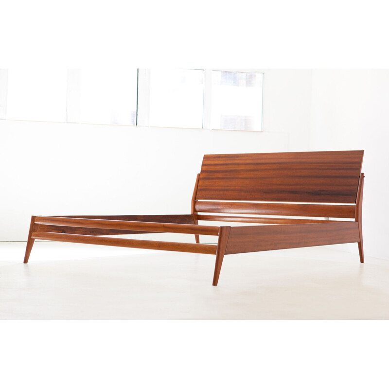 Italian Vintage Mahogany Double Bed by Silvio Cavatorta, 1950s