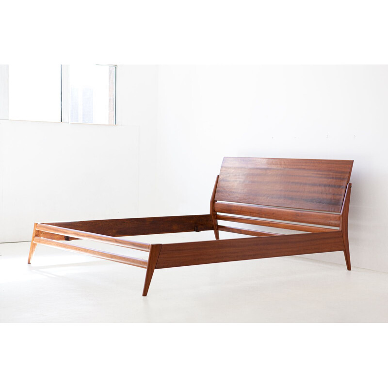 Italian Vintage Mahogany Double Bed by Silvio Cavatorta, 1950s