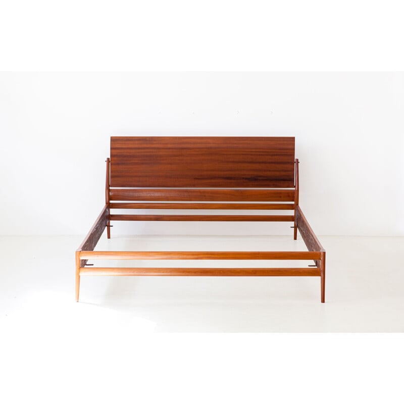 Italian Vintage Mahogany Double Bed by Silvio Cavatorta, 1950s