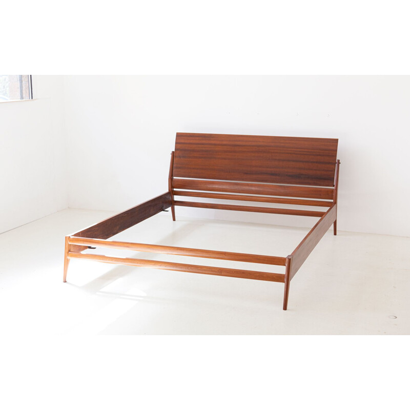 Italian Vintage Mahogany Double Bed by Silvio Cavatorta, 1950s