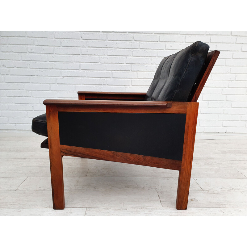 Fauteuil vintage en palissandre conçu par Illum Wikkelsø, série Capella, 1970