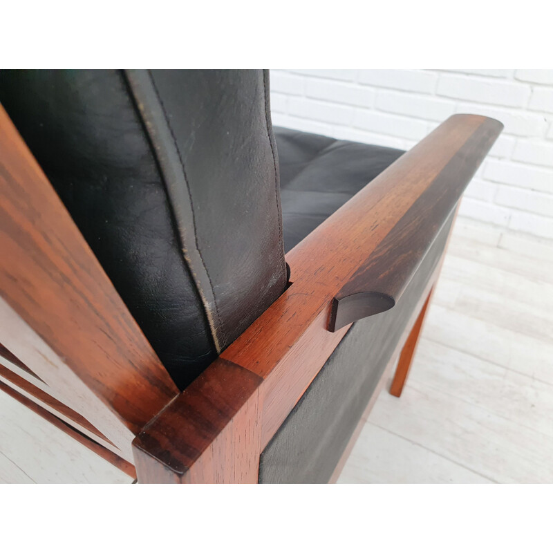 Vintage rosewood armchair design by Illum Wikkelsø, Capella series, 1970