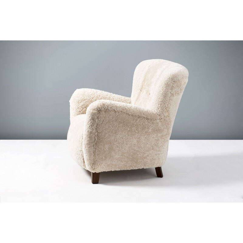 Sheepskin vintage armchair by Fritz Hansen, 1950s