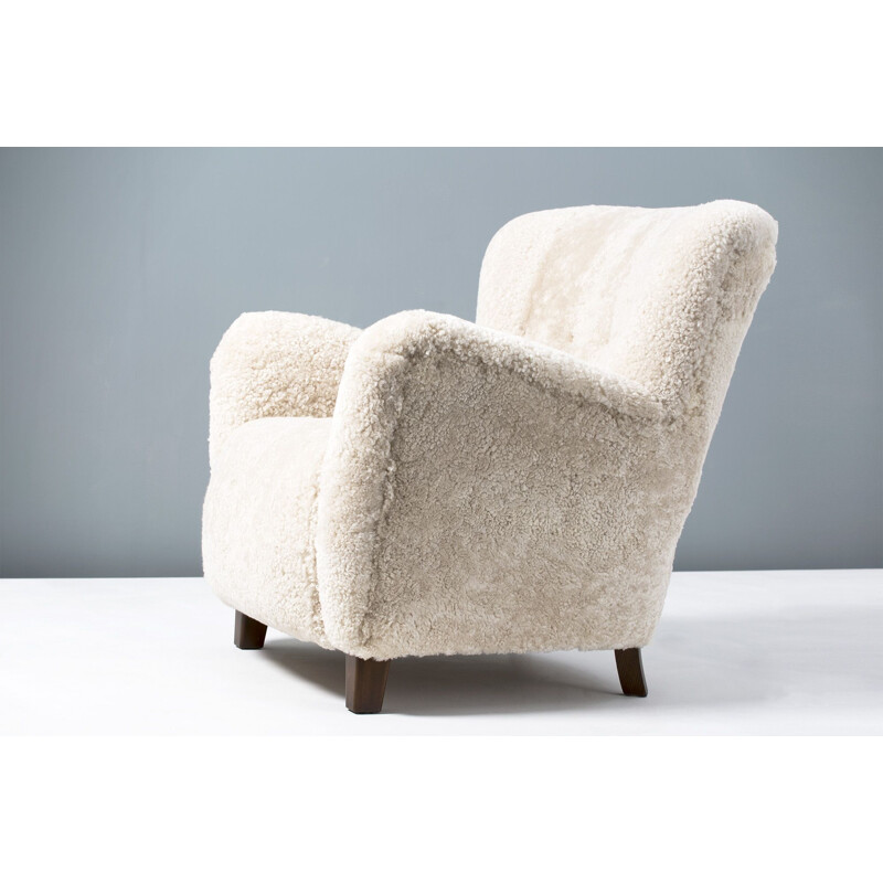 Sheepskin vintage armchair by Fritz Hansen, 1950s