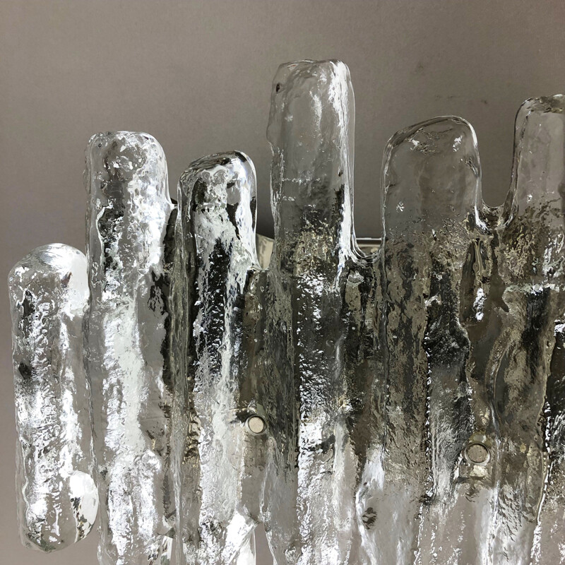 Applique vintage en verre glacé de J. T. Kalmar, 1960