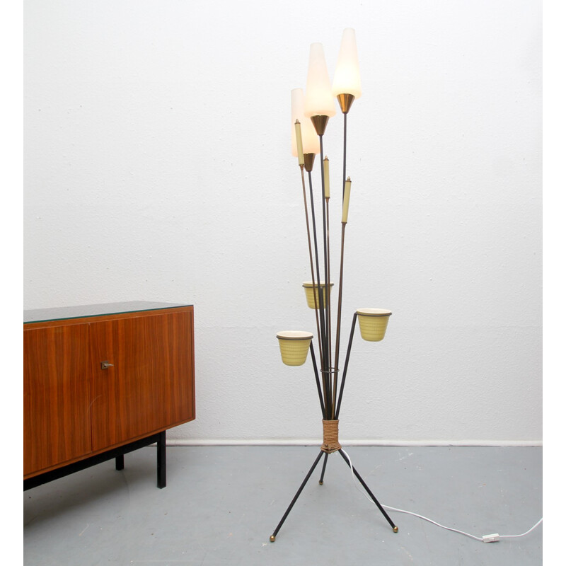 French floor Lamp in brass and metal - 1950s