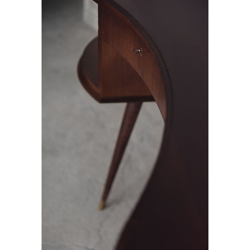 Wenge organic-shaped boomerang vintage desk, 1960s