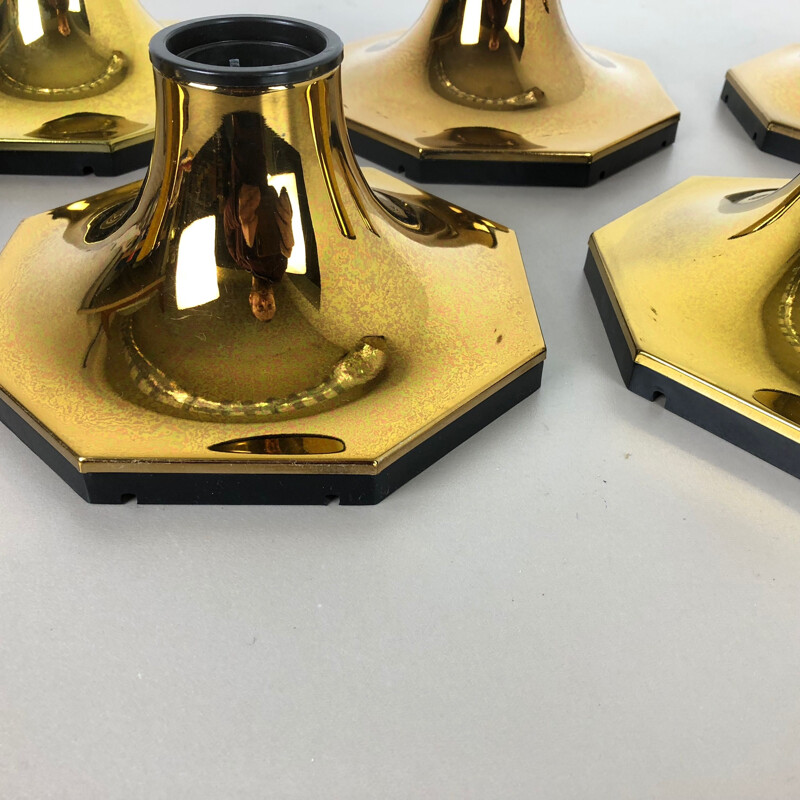 Ensemble de 6 appliques cubiques dorées vintage de Motoko Ishii pour Staff Lights, 1970