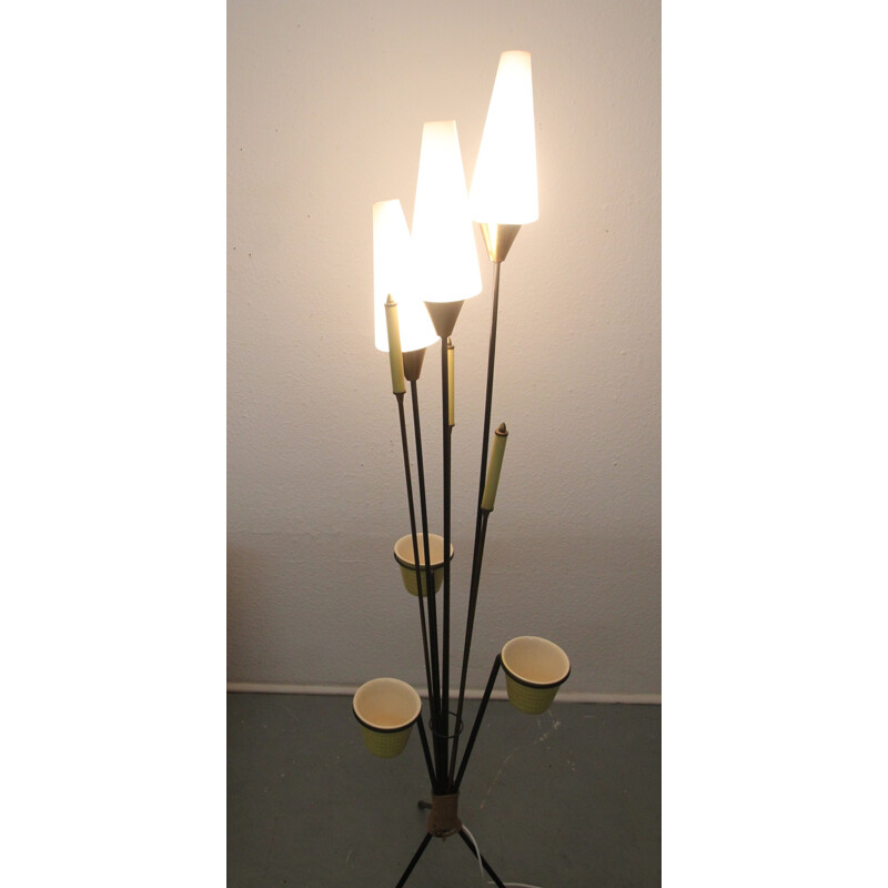 French floor Lamp in brass and metal - 1950s