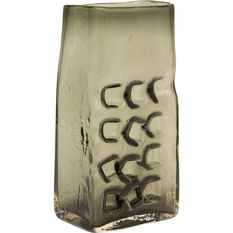 Vase en verre vintage de couleur Willow Whitefriars Hobnail de Geoffrey Baxter
